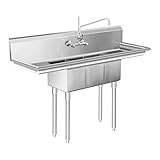 Medidas: 50 x 150 x 110 cm Royal Catering - RCHS-9 - Fregadero industrial con 3 cubetas - 50 x 150 x 110 cm - Envío Gratuito