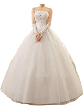 LATH.PIN Damen Abendkleider Elegant Abschlussballkleider Bandeau Kleid Hochzeitskleid mit Stickerei Brautkleid