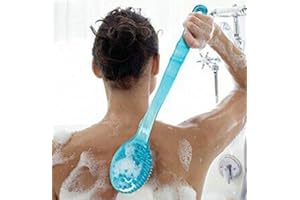 MUMENG Brosse Dos Douche Long Manche,Brosse Corps avec Poils doux et Massage,Brosse pour le Dos Douche pour Exfoliante,Cellulite,Lymphatique,Convient aux Hommes et aux Femmes (Bleu)