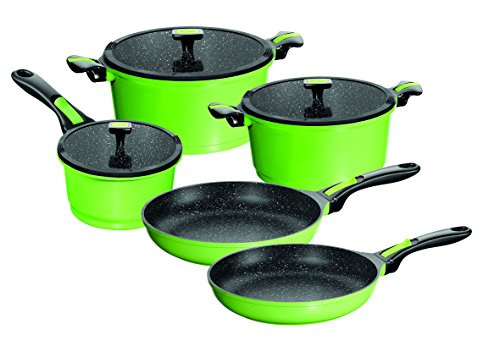 Stoneline Imagination Cookware Set 8 Pieces with Replaceable Removable Handle Suitable for Induction Cookers in Green