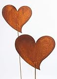 2 Stück im Set Blümelhuber Gartenstecker Herzen Metall Rost Gartendeko Edelrost (Volles Herz)