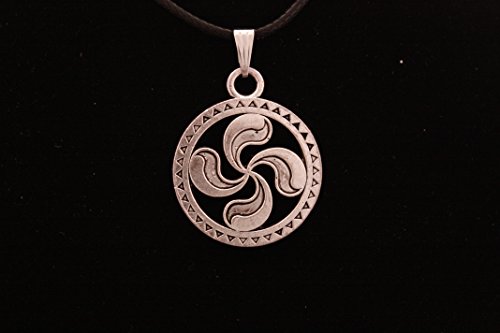 Colgante Celta en Zamak metalizado y Acero, Lauburu Redondo