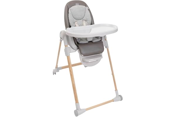 Chicco Polly Armonia Chaise Haute Bebé Évolutive, pour Enfants de 0 Mois à 40 kg, 9 Niveaux de Hauteur, 3 Positions d'Inclinaison, Repose-Pieds Réglables, Pliage compact, 4 Roues, Brun