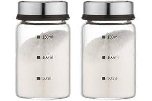 TAMUME 2pcs Agitatori per Spezie, Sale e Pepe in Vetro con Misure, Regolabili con Fori di Diverse Dimensioni per Condimenti (150ml*2)