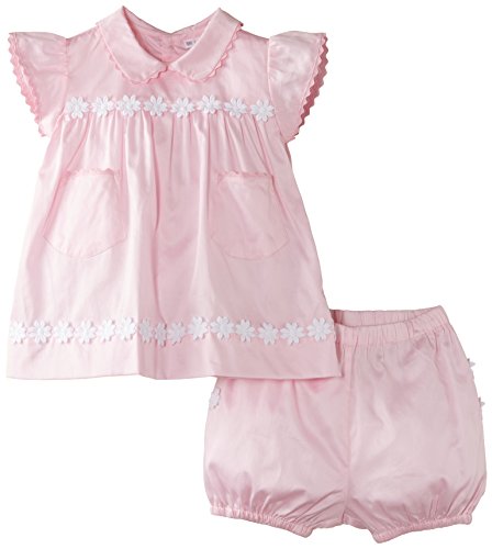 Rachel Riley Baby-Girls Flower Trim Plus Bloomers Dress, Pink, 18-24 months (Manufacturer Size:18 Months)