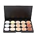 LEORX Face Contour Kit Highlighter Makeup Kit 15 Colour Cream Concealer Palette with Brush