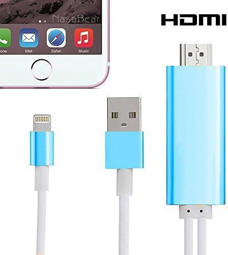Lightning to HDMI Adapter Cable, Cooliker 8 Pin Lighting Digital AV to HDMI HDTV 1080P Cable Converter Adaptor Connector for iPhone 7 7 Plus 6s 6s Plus 6 6 Plus 5 5c 5s SE, iPad Air/Mini/Pro, iPod Touch (Blue)