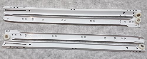 450mm White Bottom Fix Steel Drawer Runners 2 Pairs 1 Drawer