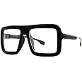 grinderPUNCH Thick Black Square Frame Clear Lens Oversized Fashion Unisex Eyeglasses