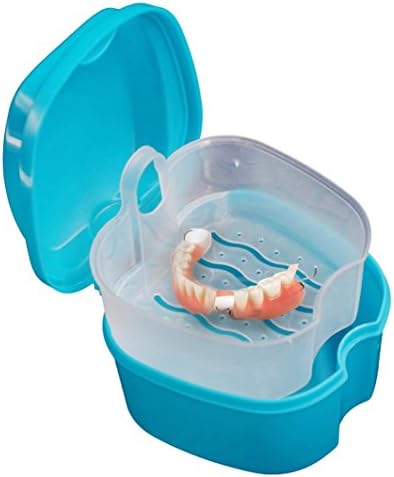 Denture Bath Box Case Dental False Teeth Storage Box with Hanging Net Container
