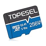 Carte Mémoire MicroSDXC 256Go, TOPESEL Carte Micro SD 256 Go Vitesse de Lecture à 90 Mo/S, Classe 10, UHS-I, U3, V30, Homologuée A1, Applicable pour Caméra d'action, Drone, Systèmes de Surveillance