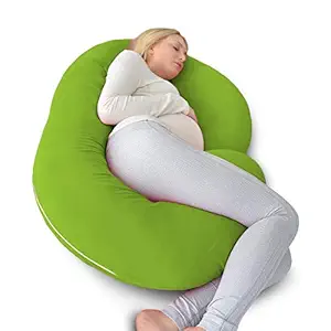 Angel Mommy Full Body Pregnancy Pillow - C Shaped Pillow/Body Pillow/Lumbar Pillow/Maternity Pillow with 100% Cotton Zippered Cover for Pregnant Women - Maroon