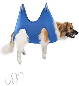 Abhsant Pet Grooming Hammock Harness with S-Hook Dogs Cats Grooming Sling Restraint Bag Helper, Breathable Dog Nail Clip Bag for Grooming, Bathing, Nail Cutting, Ear, Eye Care