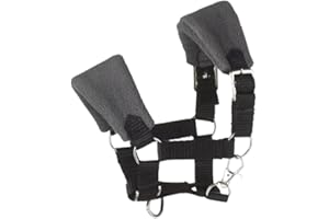 Panduro Hobby Horse mit fleecegefüttertem Halfter für Steckenpferde, mit gepolsterter, wärmender Nasen- und Genickstück – Ideal für Hobbypferde – Fleece-Grau/Schwarz