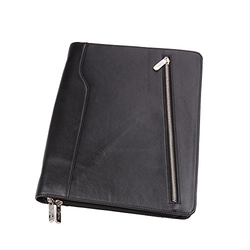 iCarryAlls Leder Laptop-Tasche Padfolio mit Organizer Taschen für Microsoft Surface Book 13,5 Zoll,Schwarz