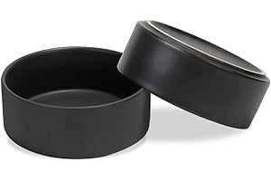 SPUNKYJUNKY Keramik Hundenapf 2pcs Fressnapf Futternapf Katzennapf Napf für Katzen und Hunde (400ml, Schwarz)