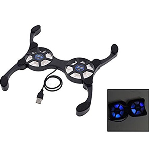 KeeKa Schwarz USB 2.0 externes Laptop Notebook Kühler 2 Lüfter Cooling Pad für 12-17 Zoll Notebook sowie PLAY STATION 3 - 6