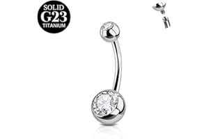 AceFun Piercing ombelico,6mm 8mm 10mm 12mm 14mm 16mm Piercing ombelico Titanio argento Oro per donne 1 pezzo 14G solido piercing Barbell Bijoux Corpo Piercing Anelli con breve barra curva Piercing