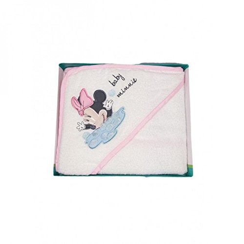 Preisvergleich Produktbild Accappatoio triangolo bimba neonato spugna Minnie Disney baby bianco rosa TU