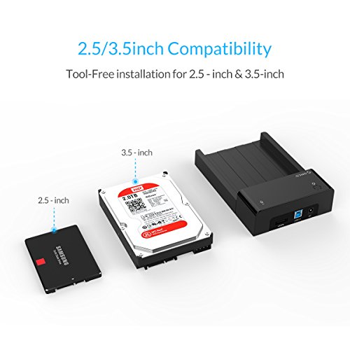 ORICO 2,5″ 3,5″ Festplatten Dockingstation Gehäuse, USB 3.0, eSATA, für 2,5 und 3,5-Zoll HDD und SSD mit SATA, Hochgeschwindigkeit, bis zu 8 TB - 2