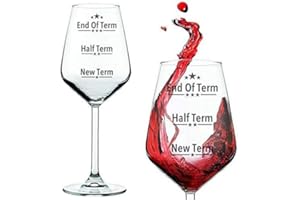 FLOW Barware Teacher's Gift End of Term Wine Glass | 350ml Fun Novelty Wine Glass | Gift for Wine Lovers | Fun Printed Wine Glass for Red White Or Rose Wine Glasses