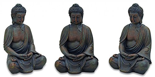 Deko-Buddha sitzend, ca. 40cm hoch in Braun | Buddha-Figur für Wohnung, Haus & Garten | Buddha-Statue, Wohnaccessoire ideal als Geschenk | Buddha-Skulptur Feng Shui Dekoration | Garten-Figur - 4