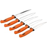 Amiraj Double Mould Plastic Knife Set, Set of 5, White/Orange