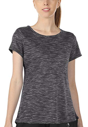 icyzone T-Shirt de Sport Femme Manches Courtes Exercice Yoga Décontracté Shirt