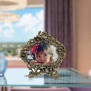 Handicrafts Paradise Antique Golden Floral Motif Aluminium Metal Photo Frame (24.2 cm x 1.2 cm x 24.2 cm)