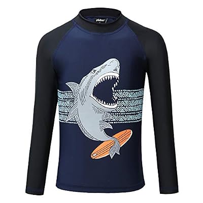 PHIBEE Garçon Maillot De Bain Protection Solaire Manches Longues UPF 50+ Sun Protection Impression 12ANS