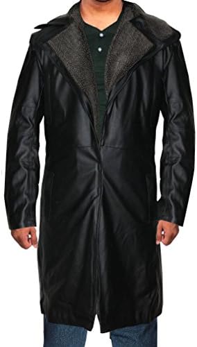 Best Jackets Blade Runner Jacket Coat Ryan Gosling Black Shearling Real Leather (Black, 4XL- Fit For 51-52 inches Chest)