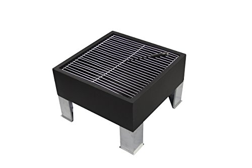 1PLUS Feuerstelle Grill Partygrill Tijuana quadratisch mit Funkenschutz, Grillrost, Schürhaken und Regenabdeckhaube - 4