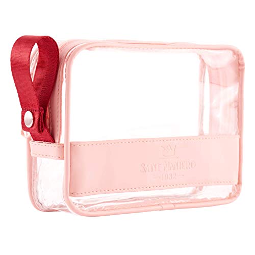 Saint Maniero ® Neceser Transparente Impermeable para Equipaje de Mano y líquidos-tamaño máximo Permitido en Control de Seguridad-organización óptima Gracias a su Base Plana y su asa (Rosa)