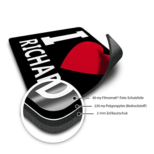 Mousepad mit Namen Richard personalisiert – Motiv I Love – Namensmousepad, personalisiertes Mauspad, Gaming-Pad, Maus-Unterlage, Mausmatte - 3