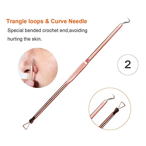 Cookey Blackhead Remover Kit, Comedone Extractor Tool, Anti-mikrobielle Doppelseitige 4 Stücke, Behandlung für Verunstaltung, Whitehead Popping, Zit Entfernen für Risiko Freie Nase (Golden) - 3
