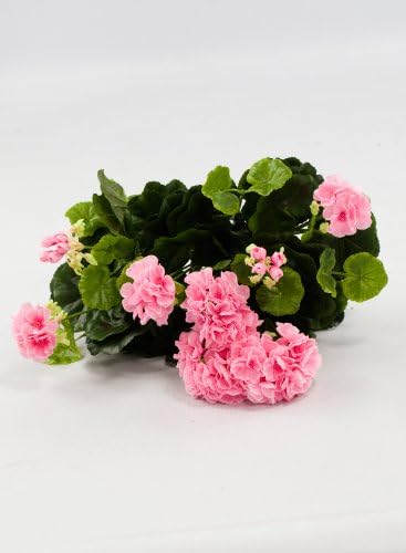 2 x Artificial Pink Geranium Bush Flowering Plant - Pack of 2 - Outdoor Use - Hanging Baskets, Window Boxes, Troughs, Planters, Display