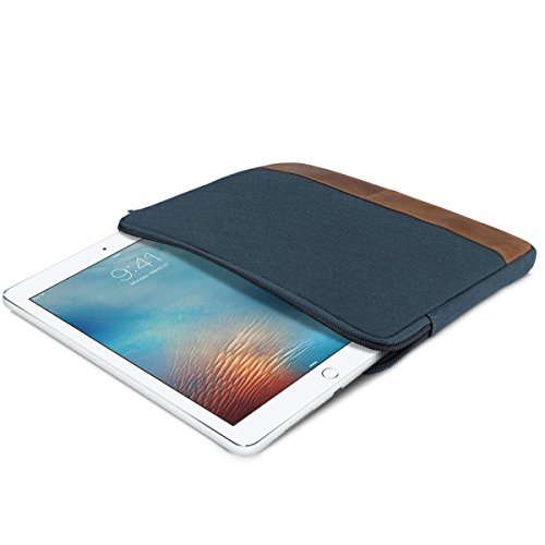 ROYALZ Schutz Hülle für Apple iPad Pro 9,7 / iPad Air / iPad Air 2 Tasche Tablet Schutztasche Sleeve Case aus Canvas / Leder, Farbe:Blau - 4