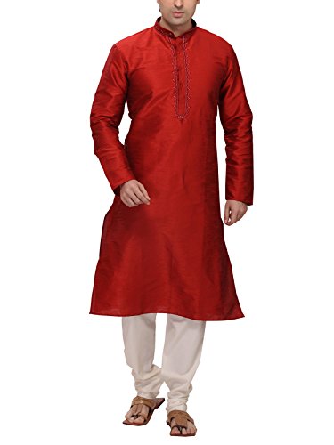 RG DESIGNERS Men's Art Silk Self-Designed Kurta and Pyjama Set With Silk & Style Fusion