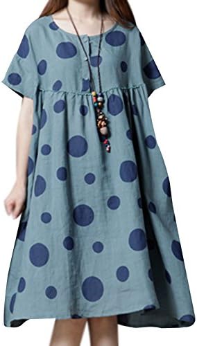 P Ammy Fashion Women's Circles Patterned Oversized Blouse Dress Blue Size UK 16