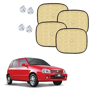 Car Adorable Beige Sun Shades for Side and Rear Window for Maruti Suzuki Zen (Set of 4)