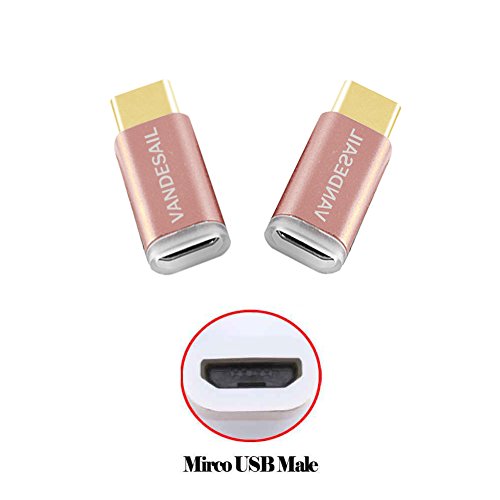 USB C Adapter, VANDESAIL® Type C 3.1 auf Micro USB Ladekabel Datenkabel Kabel Adapter Konverter für MacBook 12inch 2015, Lenovo ZUK Z1, MI 4C, Nokia N1, Chromebook (Alloy-Gold, Rose) - 4