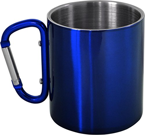 Doppelwandige Edelstahl Tasse 330 ml mit Karabinerhaken