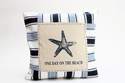 Kissenbezug Marieke 40x40cm Kissenhülle maritim Seestern Sommer blau weiß Leinen Leinenoptik Dekokissen