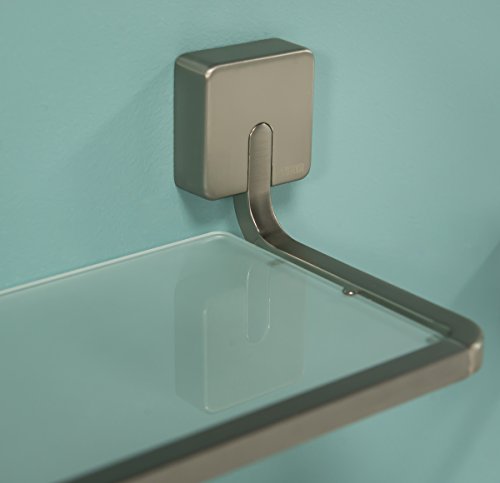 Tiger 38593_09 Impuls Ablage circa 60 cm temperiertes, transparentes Echtglas Korpus Edelstahl und Zamac Variante in mattem gebürstetem Edelstahl - 3