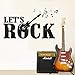 Produktbild WWYJN Music Wall Sticker Lets Rock Guitar Electro Wall Decal Music Notes Band Wall Art Mural Home Decor Music Studio Wallpaper Gray 75x42cm