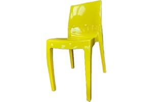 4 FRONT FURNITURE 4 x Chairs Canary Yellow Gloss, Stackable, Recyclable, Strong, Made in UK, Durable, Stylish, Comfortable, UV Resistant | Kitchen, Living, Dining, Office, Outdoor, Café, Restaurant, College, Hotel