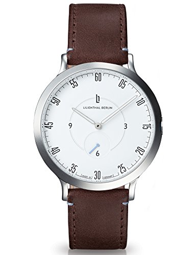 Lilienthal Berlin - Made in Germany - Die neue Uhr aus Berlin. Modell L1, Edelstahl Gehaeuse (Gehäuse: silber / Zifferblatt: weiß / Armband: braun, groß 42,5mm) Lilienthal Berlin - Made in Germany - Die neue Uhr aus Berlin. Modell L1, Edelstahl Gehaeuse (Gehäuse: silber / Zifferblatt: weiß / Armband: braun, groß 42,5mm)