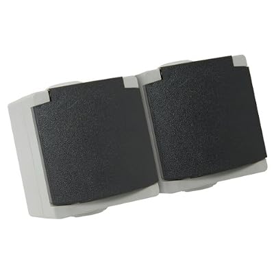 DEBFLEX APPAREILLAGE EN SAILLIE ETANCHE IP65 DOUBLE PRISE 2P+T 10/16A GRIS GAMME PERLE