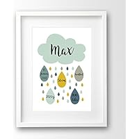 Geburtsanzeige personalisiert ungerahmt, Wolke, Geschenk Geburt Taufe Junge, Geburtsdruck