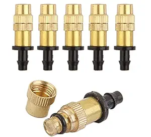 DIY Crafts Outdoor Garden Misting Cooling System Fitting Hose Nozzles Mist Sprinkler Water System Garden Irrigation Lawn (Only Brass Mist+T/Tee) (11 Pcs, Only Brass Mist+T/Tee)